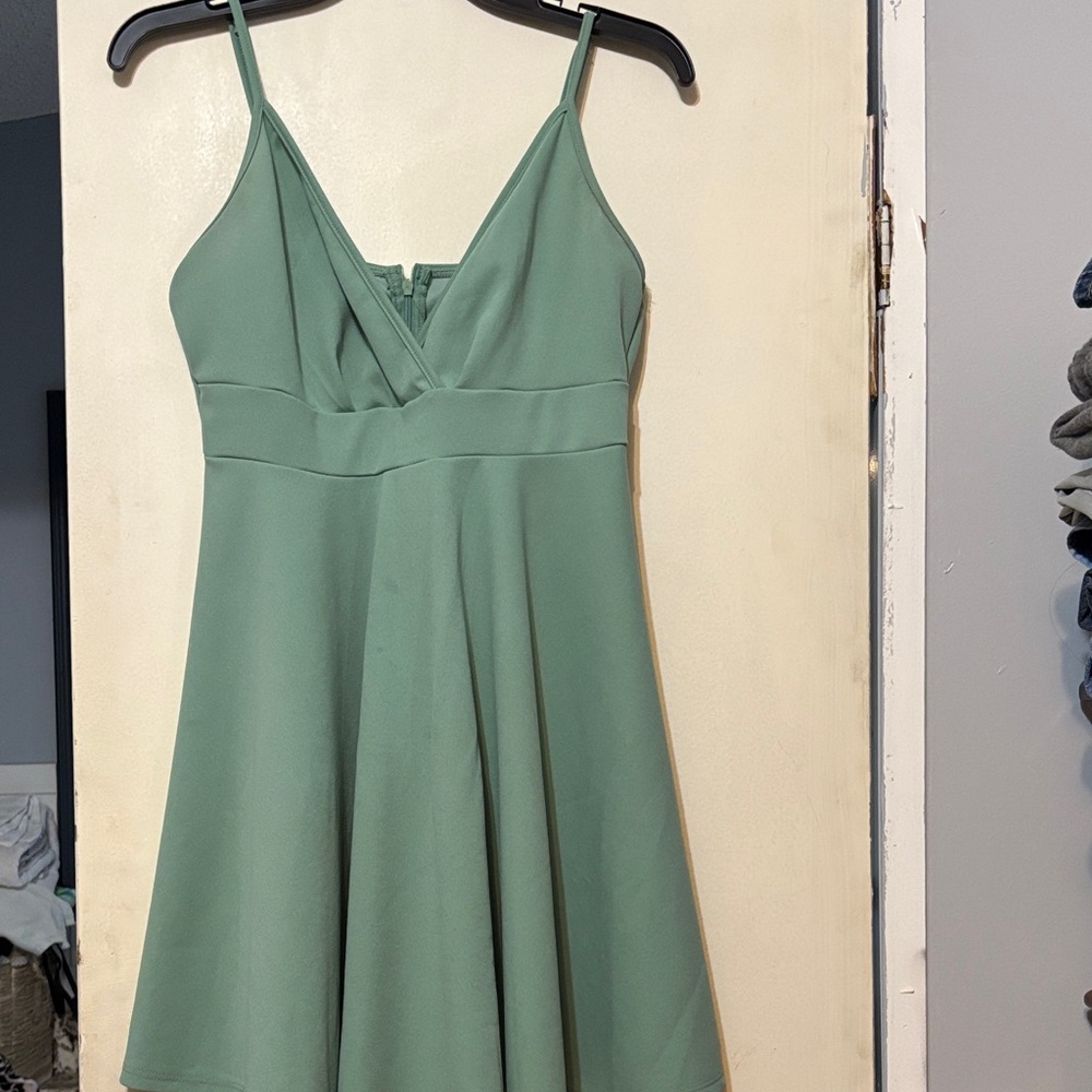 SHEIN Green Spaghetti Strap Mini Dress